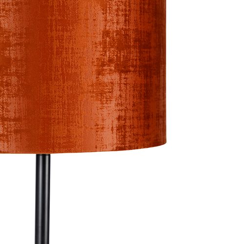 Lampadaire Abat-jour Velours Noir Orange 40 Cm - Simplo