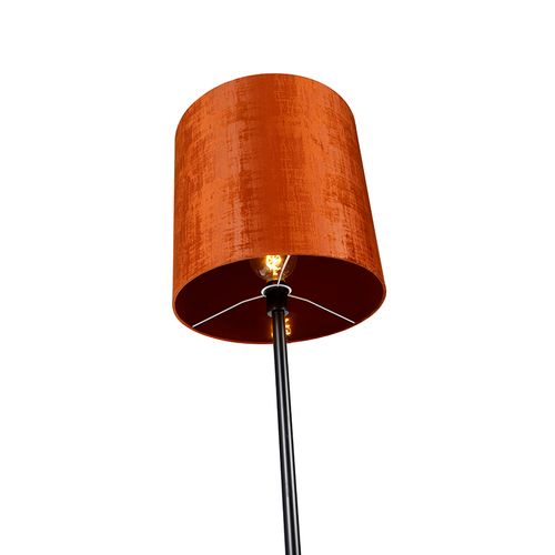 Lampadaire Abat-jour Velours Noir Orange 40 Cm - Simplo
