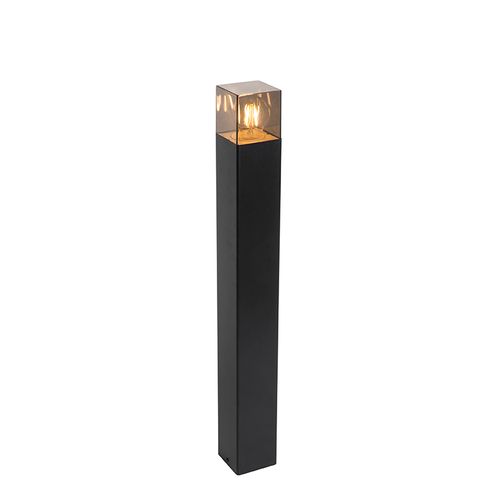 Lampadaire D'extérieur Noir 70 Cm Ip44 Avec Verre Fumé - Danemark