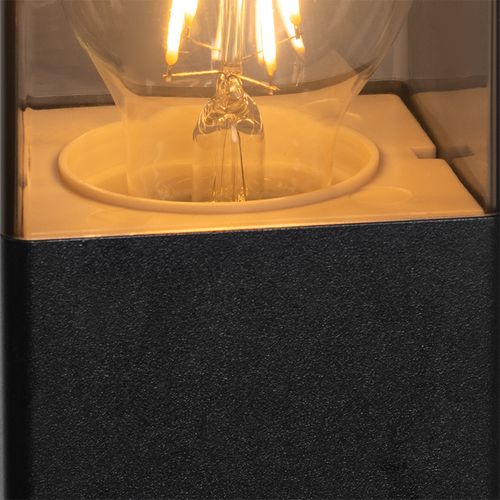 Lampadaire D'extérieur Noir 70 Cm Ip44 Avec Verre Fumé - Danemark