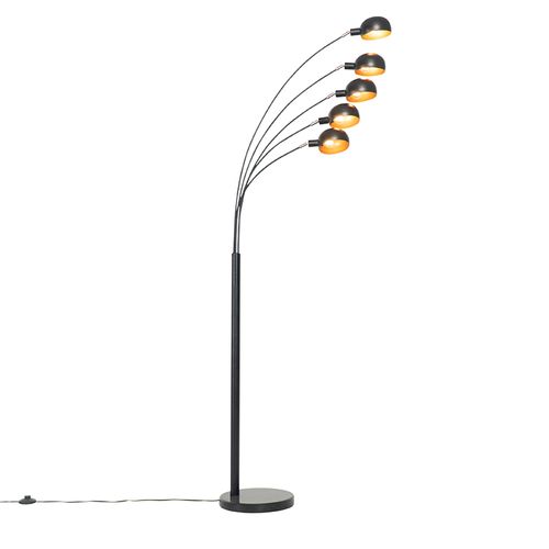 Lampadaire Design Noir Avec Or 5 Lumières - Sixties Marmo