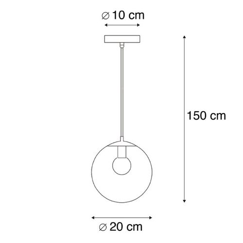 Suspension Art Déco Noire Avec Verre Doré 20 Cm - Pallon