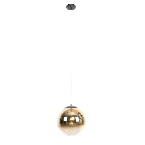 Suspension Art Déco Noire Avec Verre Doré 33 Cm - Pallon