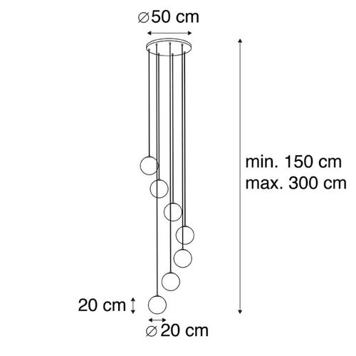 Suspension Art Déco Noire Avec Verre Doré 7 Lumières - Pallon