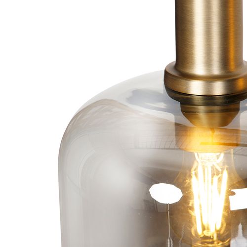 Suspension Design Noire Avec Verre Doré Et Fumé 4 Lumières - Zuzanna