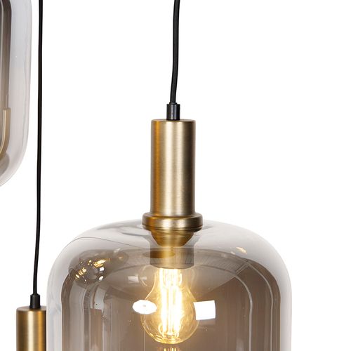 Lampe à Suspension Design Noir Avec Or Avec Verre Fumé 3 Lumières - Zuzanna