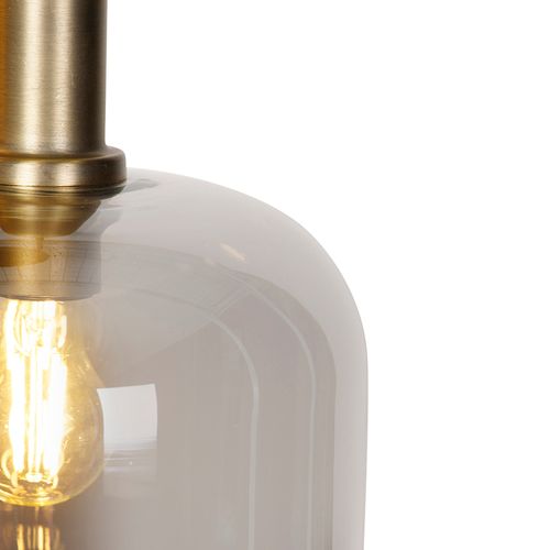 Lampe à Suspension Design Noir Avec Or Avec Verre Fumé 3 Lumières - Zuzanna