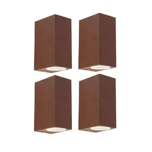 Lot De 4 Appliques Industrielles Brun Rouille Ip44 - Baleno Ii