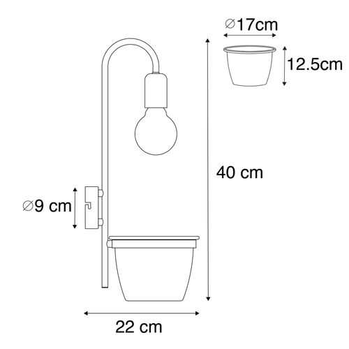 Applique Moderne Noire Avec Verre - Roslini