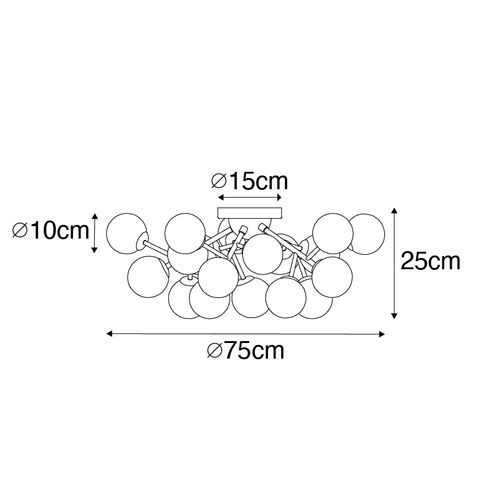 Plafonnier Moderne Bronze Avec Verre Ambré 20 Lumières - Bianca