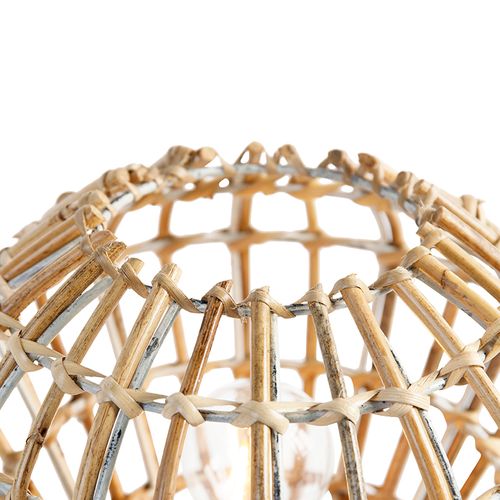 Lampe De Table Rustique En Bambou Avec Blanc - Canna Diamond