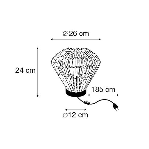 Lampe De Table Rustique En Bambou Avec Blanc - Canna Diamond