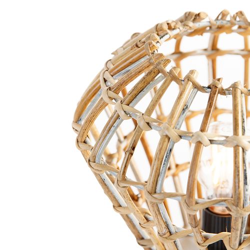 Lampe De Table Rustique En Bambou Avec Blanc - Canna Diamond