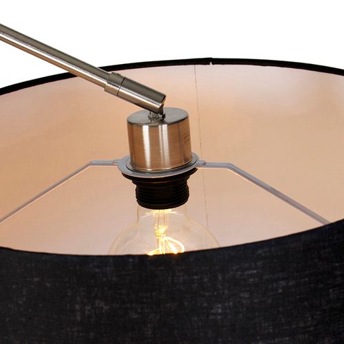 Lampadaire Moderne En Acier Avec Abat-jour En Lin Noir 45 Cm - Editor