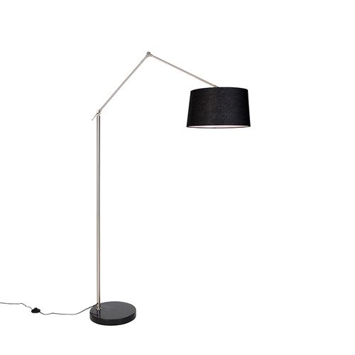 Lampadaire Moderne En Acier Avec Abat-jour En Lin Noir 45 Cm - Editor