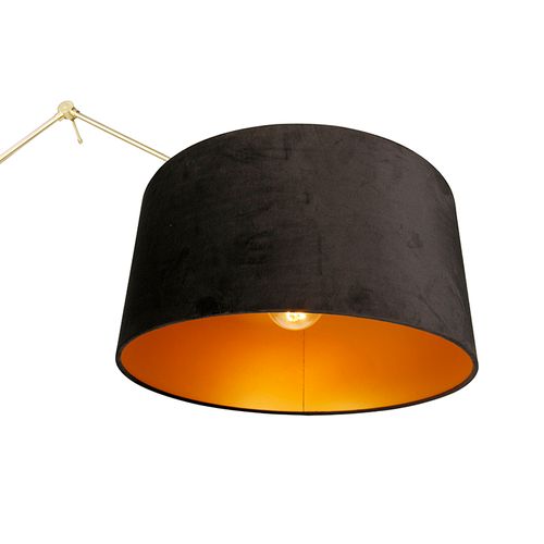 Lampadaire Moderne Avec Abat-jour En Velours Doré Noir 50 Cm - Editor