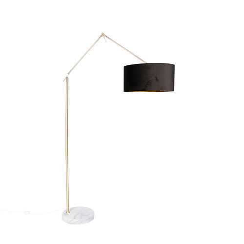 Lampadaire Moderne Avec Abat-jour En Velours Doré Noir 50 Cm - Editor