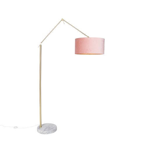 Lampadaire Moderne Abat-jour En Velours Doré Rose 50 Cm - Editor