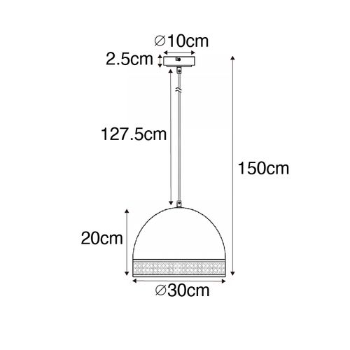 Suspension Orientale Noire Avec Rotin 30 Cm - Magna Rattan
