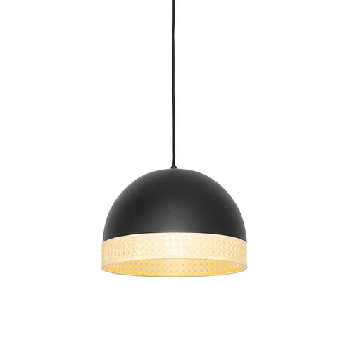 Suspension Orientale Noire Avec Rotin 30 Cm - Magna Rattan