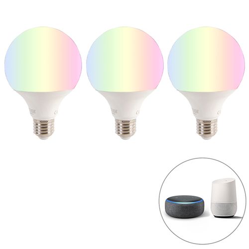Lot De 3 Ampoules LED Intelligentes E27 Rgbw G95 11w 1050lm 2200-4000k