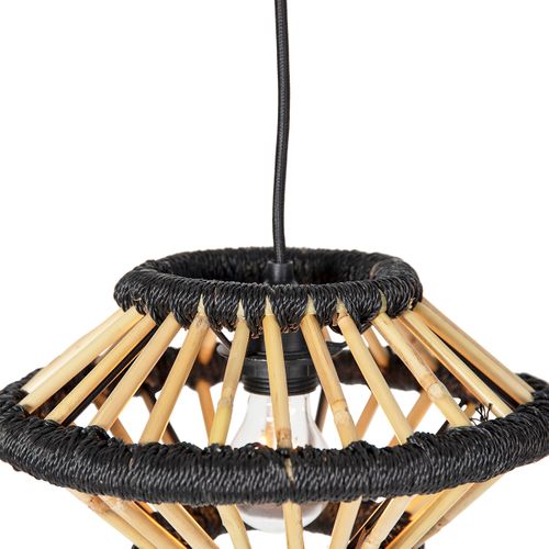 Suspension Orientale En Bambou à 3 Lumières Allongées Noires - Evalin