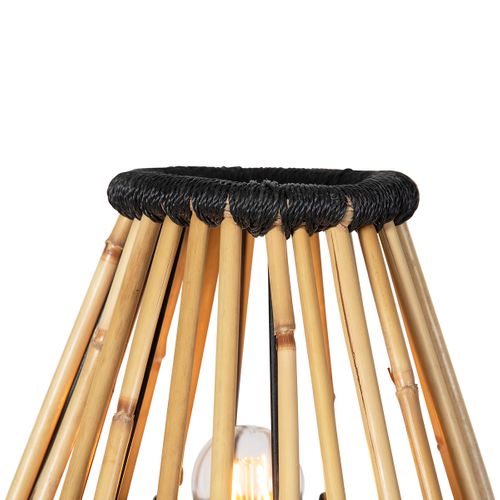 Lampadaire Oriental Tripode Bambou Et Noir - Evalin