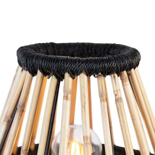 Lampe De Table Trépied Rustique En Bambou Avec Noir - Evalin