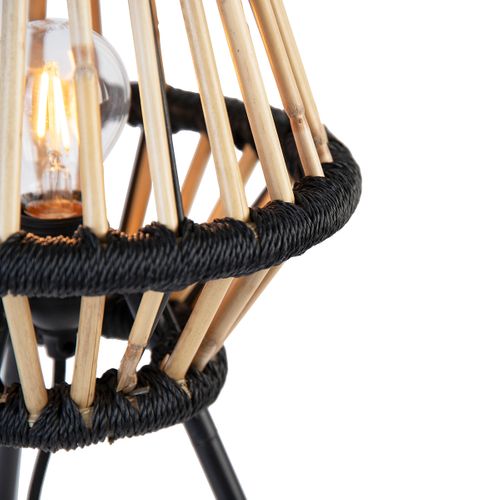 Lampe De Table Trépied Rustique En Bambou Avec Noir - Evalin
