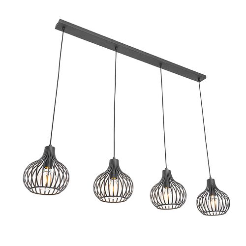 Suspension Moderne Noire 4 Lumières - Sapphira