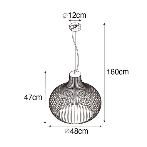 Suspension Moderne Noire 48 Cm - Sapphira