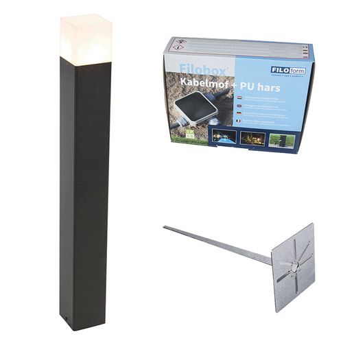 Piquet Extérieur Noir En Verre Opale 70 Cm Avec Piquet De Terre Et Presse-étoupe - Danemark