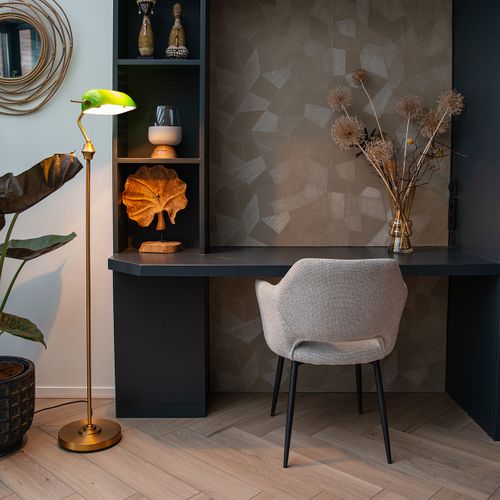 Lampadaire De Notaire Classique Bronze Avec Verre Vert - Banquier