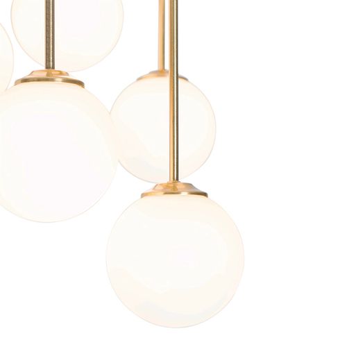 Plafonnier Moderne Doré Avec Verre Opale 9 Lumières - Athènes