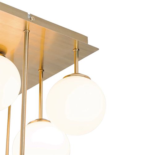 Plafonnier Moderne Doré Avec Verre Opale 9 Lumières - Athènes