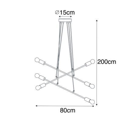 Suspension Moderne Noire 80 Cm 6 Lumières - Sydney