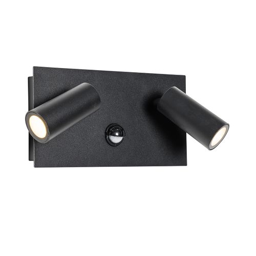 Applique D'extérieur Noire Avec Détecteur De Mouvement LED 2 Lumières - Simon