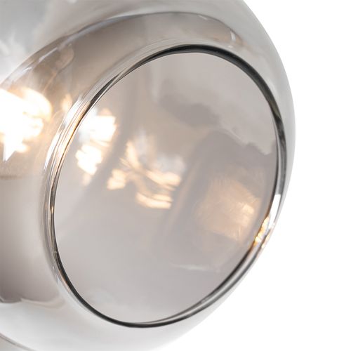 Lampadaire Noir Avec Or Avec Verre Fumé 3 Lumières - Zuzanna