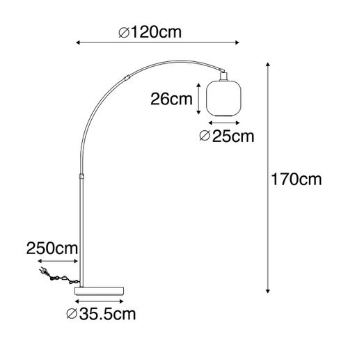 Lampe à Arc Noir Avec Or Avec Verre Fumé - Zuzanna