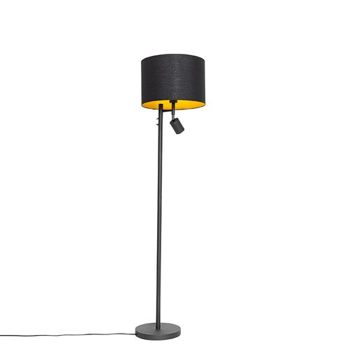 Lampadaire Noir Avec Intérieur Doré Et Liseuse - Jelena