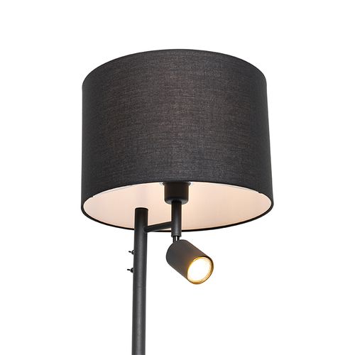 Lampadaire Noir Avec Intérieur Blanc Et Lampe De Lecture - Jelena