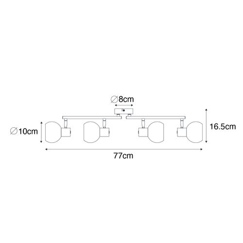 Spot Art Déco Or Avec Verre Rose 4 Lumières - Vidro