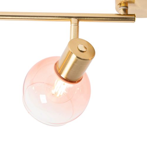 Spot Art Déco Or Avec Verre Rose 4 Lumières - Vidro