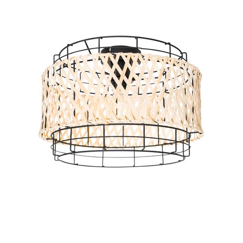 Plafonnier Oriental Noir Avec Bambou - Irena