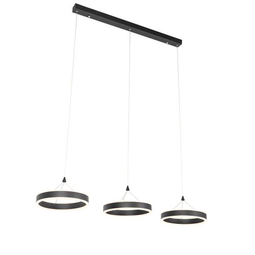 Suspension Noire Allongée Avec LED Dimmable En 3 Étapes 3 Lumières - Lyani