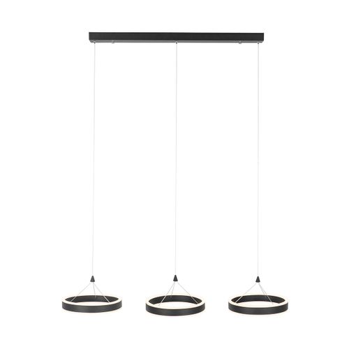Suspension Noire Allongée Avec LED Dimmable En 3 Étapes 3 Lumières - Lyani