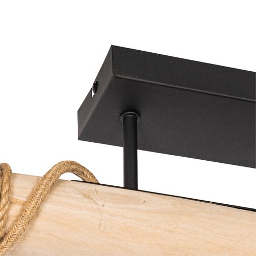 Suspension Rurale Or Avec Bois 3 Lumières - Yura