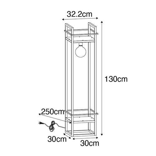Lampadaire Industriel Noir - Cage Rack
