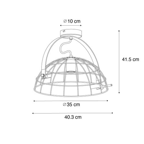Plafonnier Industriel Noir 35 Cm Réglable - Hanze