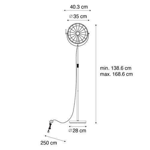 Lampadaire Industriel Noir 35 Cm Orientable - Hanze